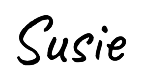 The name Susie in a handwritten-type font